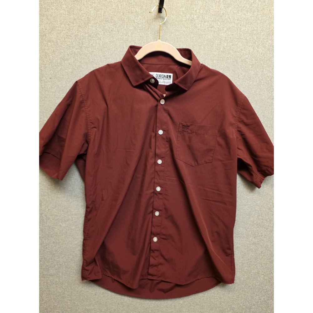 Dixxon Performance Bamboo Series Short Sleeve Button Up Shirt Maroon Mens Large